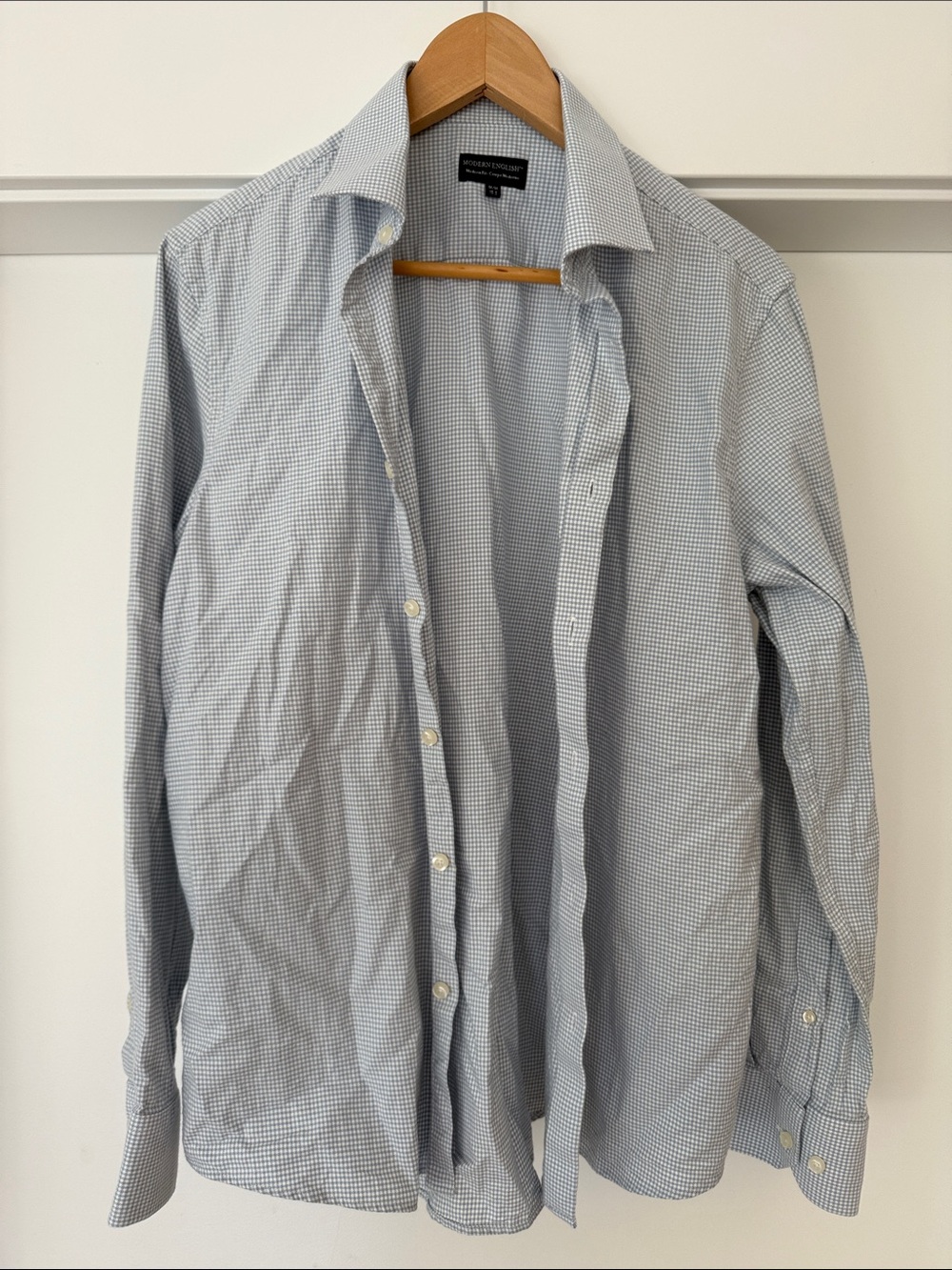 Modern English Blue Check Men's Dress Shirt.